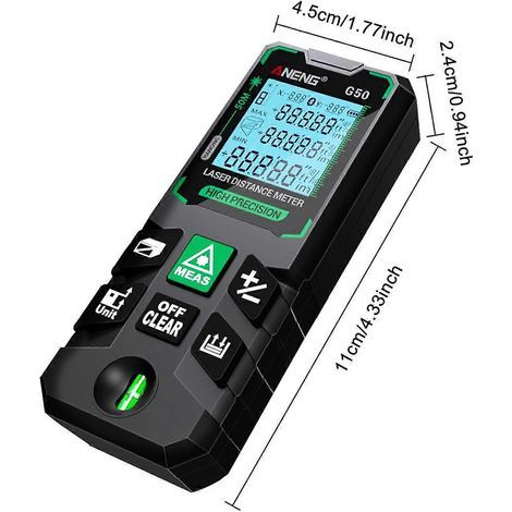 ANENG G50 Hochpräziser Smart-Laser-Entfernungsmesser, Grüner Laser-Entfernungsmesser, 30 Datenspeicherplätze A (1/4)