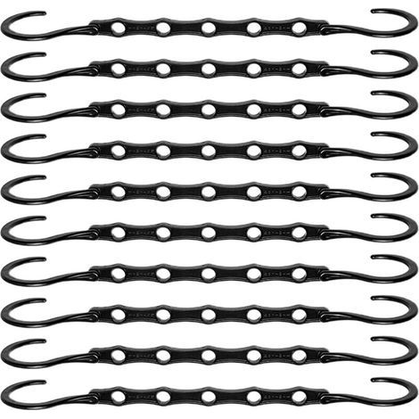 Ces cintres gain de place, un ensemble de 10 cintres magiques, avec crochets à 5 trous pivotants à 360°, robustes et durables, sont l'accessoire parfait pour organiser votre garde-robe, en noir. (1/3)
