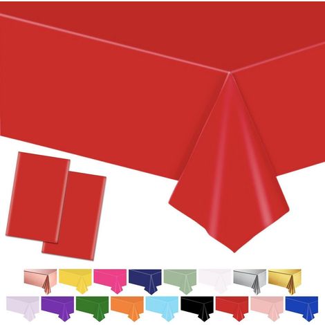 2er Set Tischdecken Rot 137x274cm Kunststoff wasserdicht für Partys