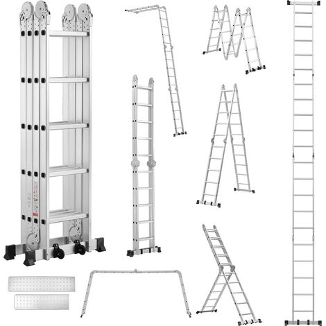Teeno – Échelle pliante multifonction 7 en 1 – 5,8 m – Charge 150 kg – Aluminium aéronautique – Antidérapante avec roues amovibles