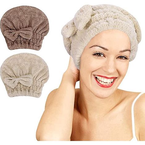 ensemble De 2 Serviettes Pour Cheveux Secs Avec Chapeau  Nud (marron Et Brun), Chapeau  Serviette Super Absorbant, Cheveux  Schage Rapide Avec Cha (1/5)