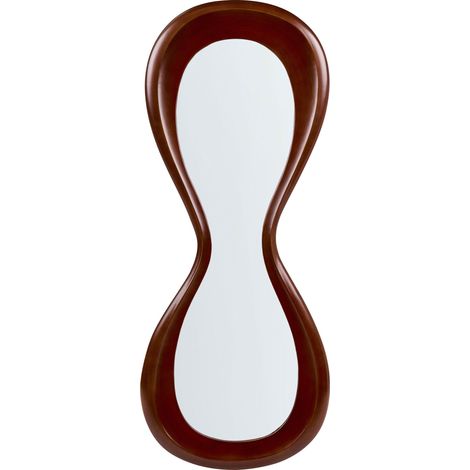 Wall Mirror Dark Brown MDF Frame Irregular Shape Scandinavian Style Hanging Decor BOURGES (1/5)