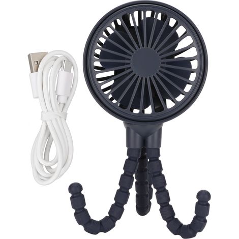 Ventilateur de Bureau Rechargeable 3 Vitesses 360° Rotatable avec Trépied Flexible pour Bureau Chambre Camping Bleu Foncé (1/5)