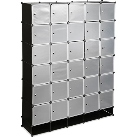 Armario modular extensible para ropa oficina salón 234 x 180 x 46 cm de plástico negro 130006065 (1/5)