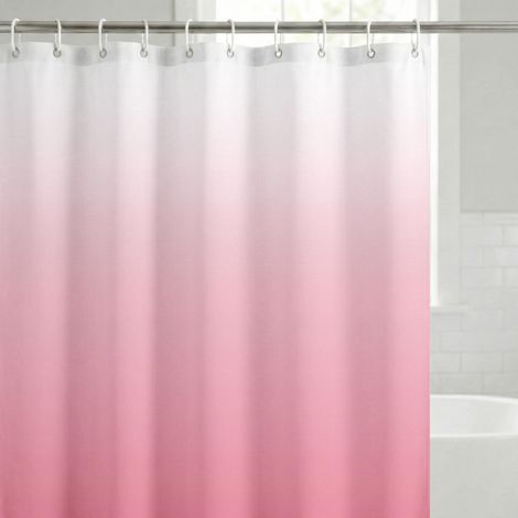 Rideau de douche 100% polyester résistant à l'eau avec œillets métalliques et 12 anneaux de rideau de douche, dégradé de couleur rose, 180 x 188 cm (1/5)