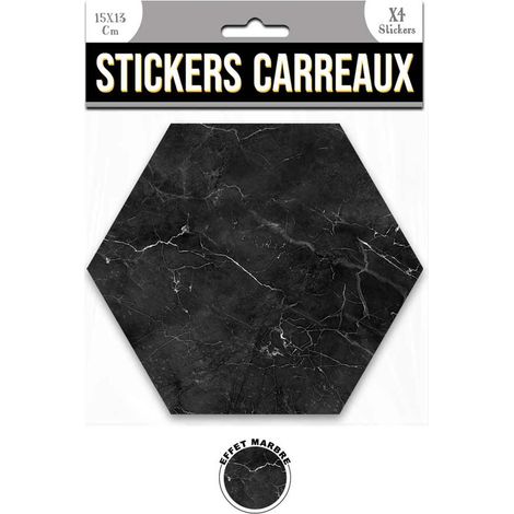 Ensemble de 4 stickers hexagone effet marbre foncé