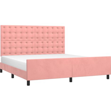 Estructura de cama con cabecero de terciopelo rosa 180x200 cm vidaXL (1/4)