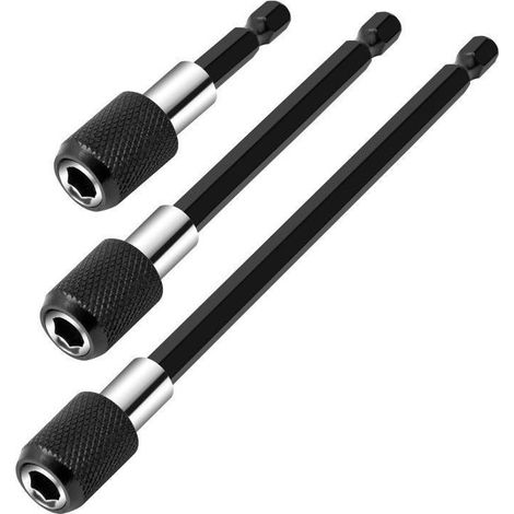 Sollbry 3-teiliges magnetisches Verlängerungsstangen-Set, magnetischer Schraubendreher-Bithalter, 1/4"-Sechskant-Bit-Schnellwechsel-Stange, Schraubendreher-Bithalter-Stecknuss, 60/100/150 mm (1/5)