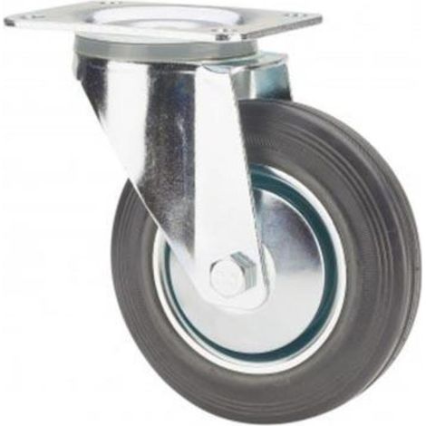 rueda giratora placa 120-100-1 cp metalico-goma negra eje rodillos (1/2)