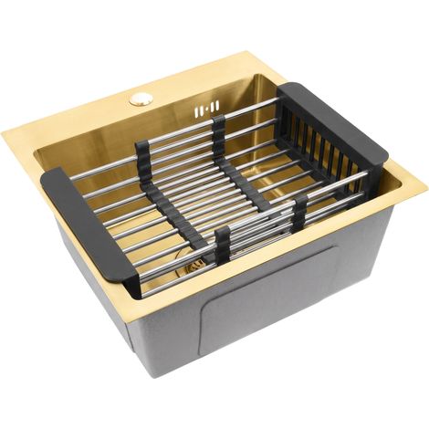 STAHLSPÜLE MIT 3-TEILIGEM ZUBEHÖRSET REA LEO 40 BRUSH GOLD (1/5)