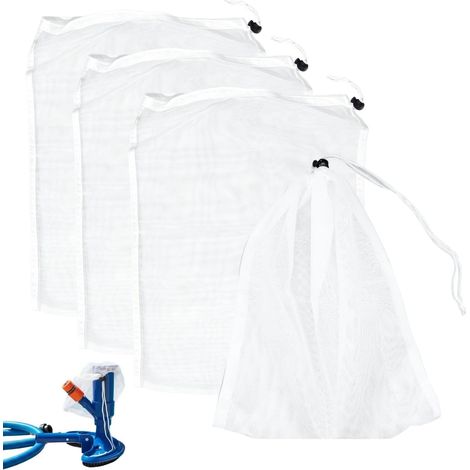 Lot de 4 sacs filtrants pour piscine Sac collecteur de rechange avec cordon de serrage pour aspirateur de piscine, bassin de jardin (1/5)