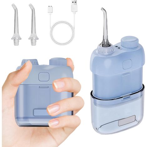Hydropulseur Dentaire Portable, Jet Dentaire Hydropulseur, IPX7 Étanche, Élimination efficace de la Plaque, Design Portable pour Voyage (Bleu) (1/5)