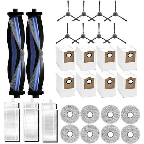 Kit d'accessoires de 32 pièces pour aspirateur robot Lefant M3 : brosses latérales principales, lingettes de nettoyage, filtres et sacs à poussière. (1/5)