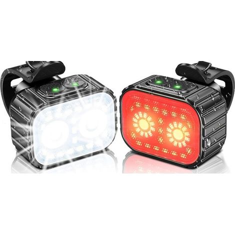 Lumiere Velo Avant et Arriere, 8 + 12 Modes d'Éclairage Lampe Vélo LED Étanche IPX6 (1/5)