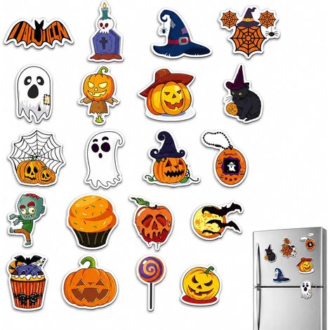 20 Pièces Aimants Frigo Halloween Mignons, Autocollants Magnétiques avec Citrouille Chauve-Souris Araignée, Décorations Maison pour Réfrigérateur, Cadeaux Amusants (1/5)