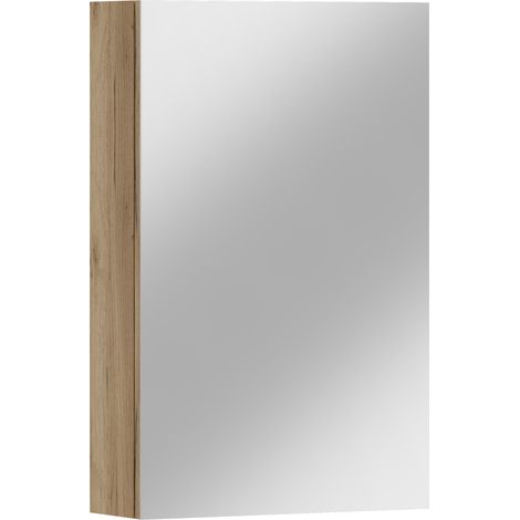 Mobiletto da bagno sospeso Antico 50 con specchio, rovere dorato (1/4)