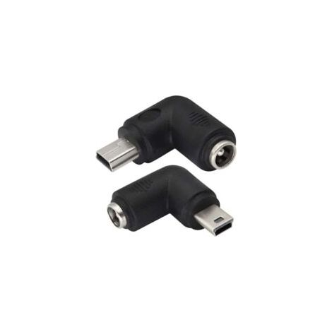 (2er-Pack Mini) 90°-Winkel-Mini-USB-Netzadapter, Mini-USB-Stecker auf DC 5,5 x 2,1 mm-Anschluss, geeignet für 5-V-Mini-USB-Ladegeräte. – Crezuo