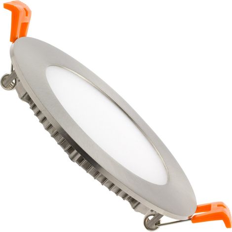 Spot Encastrable Dalle LED Ronde Extra-Plate 6W Argentée Coupe Ø 110 mm Downlight Panel Blanc Froid 6000K - 6500K (1/5)