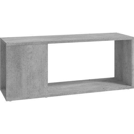 Meuble TV classique épuré 80 x 24 x 32 cm design décoratif ambiance cosy en bois d'ingénierie gris béton (1/4)