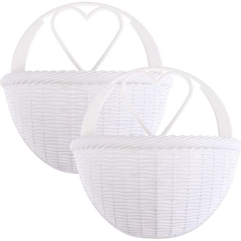 Lot de 2 pots fleurs suspendus Lurrose en plastique blanc, style rustique (1/5)