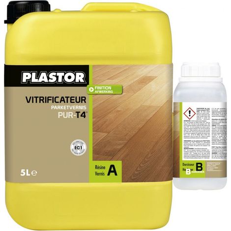Plastor – Vitrificateur parquet bi-composant extra-mat 5L – Protection durable pour bois brut – Application directe et haute viscosité