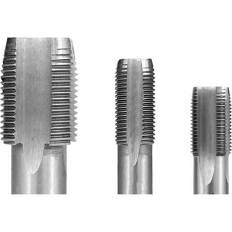 Jeu de 5 tarauds coniques NPT pour tuyaux : 1/8'', 1/4'', 3/8'', 1/2'', 3/4'', tarauds en carbone pour refaire le filetage des tuyaux endommagés (1/5)