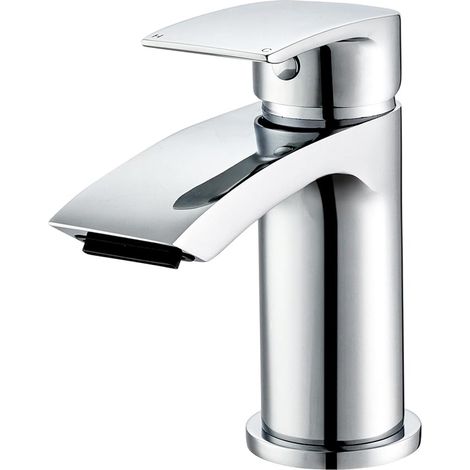 Bathroom Faucet Waterfall Faucet Mixer Tap with Ceramic Cylinder Head Silent Tap for Bathroom Basin Mixer Tap Chrome Brass Single Handle Mixer Tap (1/5)