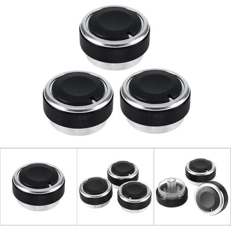 3 pièces couvre-bouton de climatisation pour voiture, manette de démarrage moteur, protection rotative (Noir) (1/5)
