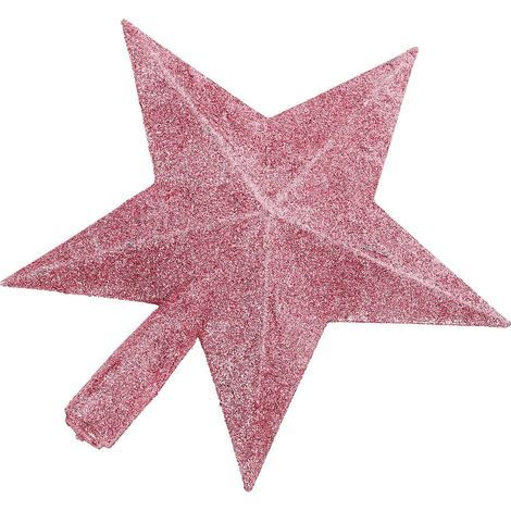 Étoile de Sapin de Noël 20 Cm de Sapin de Noël en Plastique Rose Scintillante pour Décoration Festive Intérieure et Extérieure (1/5)
