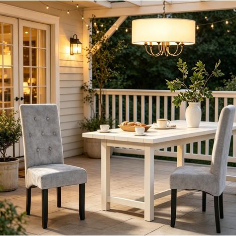 Set 2 sedie imbottite in velluto grigio chiaro OKMYHOME (1/5)