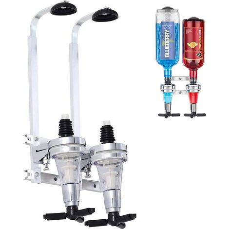 2 - Distributeur De Bouteille - Support Mural - Alliage D&39aluminium - Pour Spiritueux Et Cocktails - Bar Et Maison - Argenté - 2 Têtes