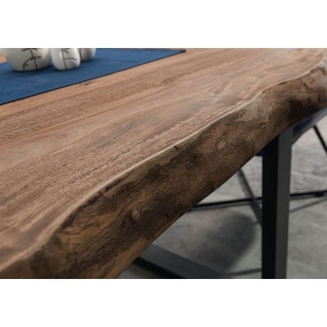 Table à manger Sheesham gris coloré 180x90 cm démonté FREEFORM