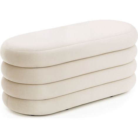Banc en velours avec rangement 100 cm PUFFO Crème (1/5)