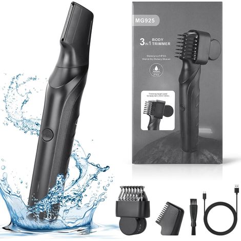 Tondeuse électrique 3 en 1 pour homme - Étanche IPX5 - Corps sec et humide - Rechargeable - Parties privées et poils pubiens (1/5)