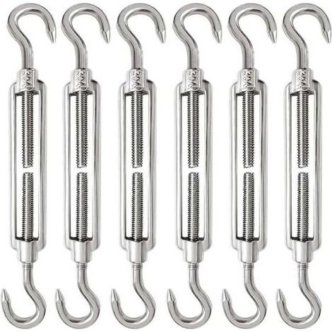6 Pièces Tendeur Cable M6 Tendeur Cable Inox 304 Réglable Crochet de Ridoir et Crochet pour Tendeur de Fil Cable Acier Corde Crochet Tendeur (1/5)