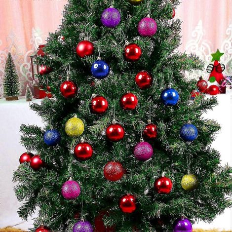 Boules de Noël pour sapin, décorations de sapin, boules décoratives de Noël, boules décoratives mates et brillantes à paillettes (24 pièces) (1/5)