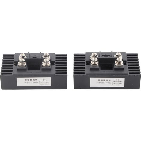 Pont Redresseur MDQ60A 1600V Base Isolée Module Diode Courant avec Dissipateur Thermique Lot de 2 (1/5)