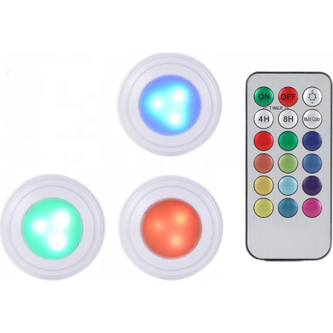 Lampe LED pour meubles, lot de 3, télécommande, alimentée par piles, pour armoire, cuisine, couloir, escalier ou meubles.-AquaForge (1/5)