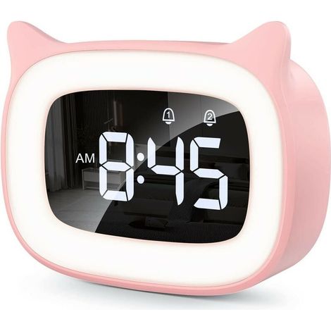 Réveil Enfant Educatif LED, LED Veilleuses Pendules, 5 Couleurs,18 Types de Musique, 2 Alarmes (1/5)