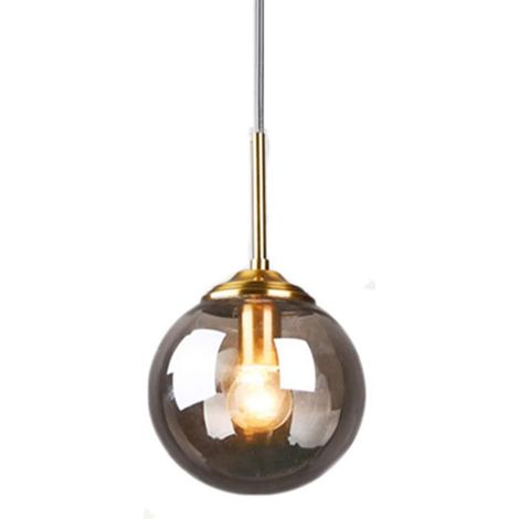 ZOLGINAH Verre Suspension Luminaire Vintage Industrielle, Plafonnier avec fini en laiton poli Lustre Suspension Lampe de Salle à Manger Cuisine Salon Chambre (Gris, 1 lumière) (1/5)