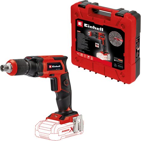 Einhell Visseuse à placo sans fil TE-DY 18 Li-Solo PXC (18V, Bouton de blocage pour marche continue, avec coffret E-Box S35) Livré sans Batterie ni Chargeur