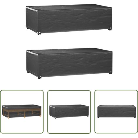 The Living Store Gartenmöbel-Abdeckungen 2 Stk. 8 Ösen 125x70x35 cm Rechteckig - Gartenmöbelschutzhülle - Rattanmöbel Abdecken - Wetterfeste Gartenabdeckung - Gartenmöbelüberdachung - UV-Schutz (1/5)