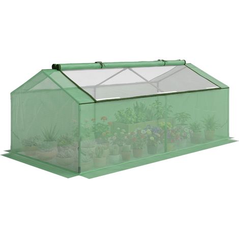 Petite serre pour jardin et balcon avec fenêtres et bâche en PE, 180 x 90 x 70 cm, verte (1/5)