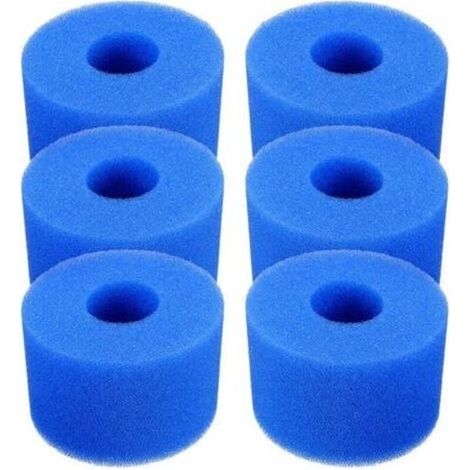 Cartouche de filtre de piscine,Lot de 6 cartouches de filtre de piscine réutilisables et lavables en mousse pour jacuzzi type S1 (bleu) (1/4)
