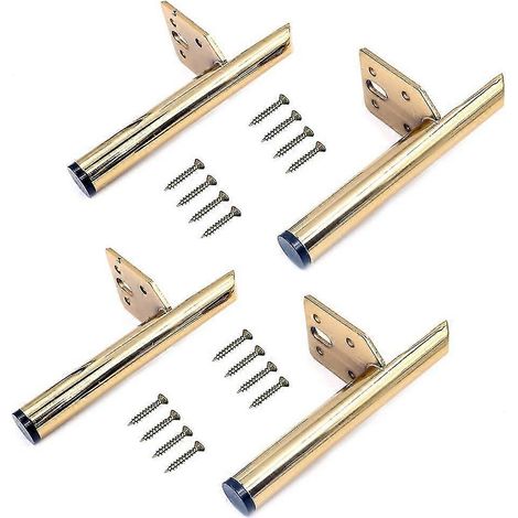 Pieds de meubles en fer forgé en 4 pièces, pieds de table en métal de 13 cm/5,12 pouces à monter soi-même, pieds de support pour meubles, avec 16 vis (dorées). (1/5)