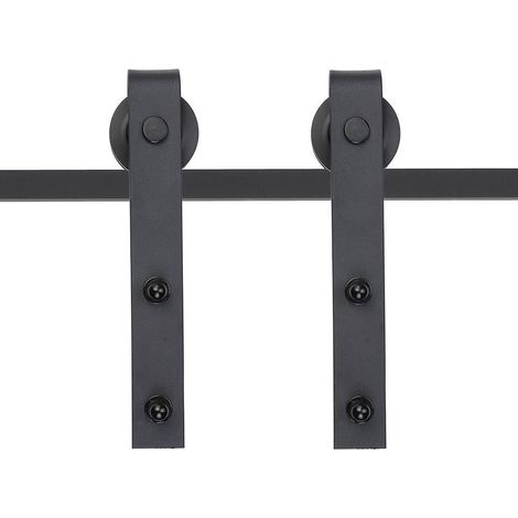 Kit rail porte coulissante 100 kg avec roulettes et accessoires, acier carbone, dimensions 200x4x0.6 cm (1/5)