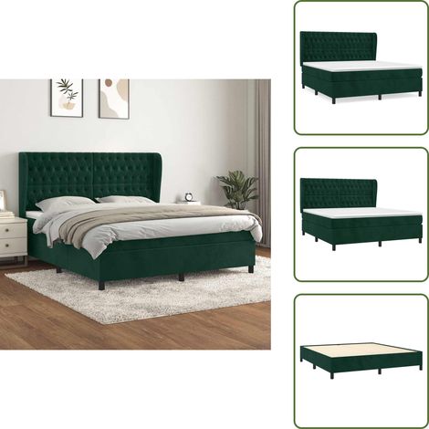 Boxspringbett mit Matratze Dunkelgrün 180x200 cm Samt - Samtbett - Boxspringbett - Doppelbett - Bettauflage - Matratze (1/5)