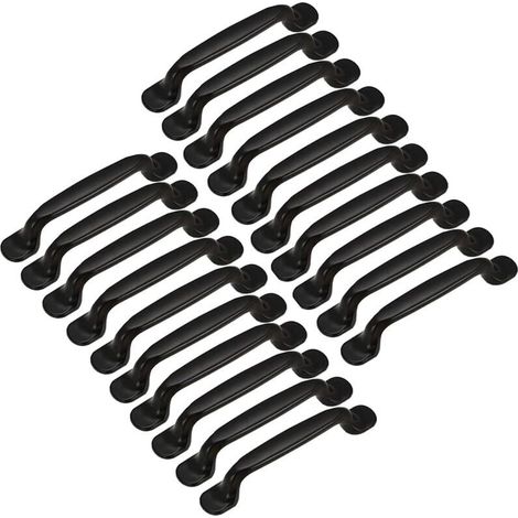 Pack of 20 kitchen door handles for cabinets, drawers, bedroom furniture, center distance 128 mm, black aluminum MUMU