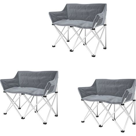 3er-Set faltstuhl 2 Sitzer faltbar Campingstuhl mit Armlehnen Seitentasche Outdoor Klappstuhl bis 240kg belastbar leicht gepolstert Angelstuhl Gartenstuhl für Garten Camping Strand