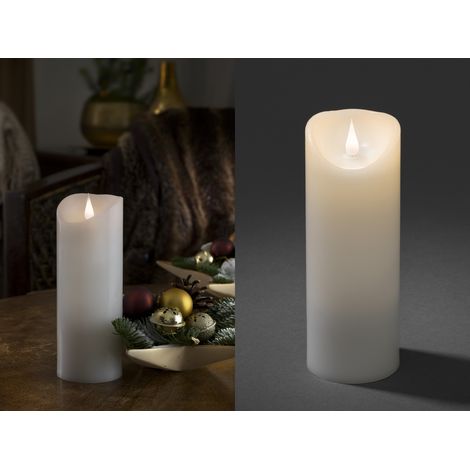 LED Echtwachskerze mit Flamme & Timer, Ø 7,5cm, Höhe 20,5cm, Batteriebetrieb (1/5)